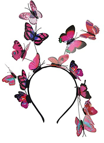 Haarreif Blau, Schmetterling Stirnband Fascinator Schmetterling Braut Cosplay Haarband Frauen Mädchen Karneval Kopfschmuck Haarreif Party Kopfbedeckung Accessoire Für Ostertag Hochzeit (Bunte Schmette