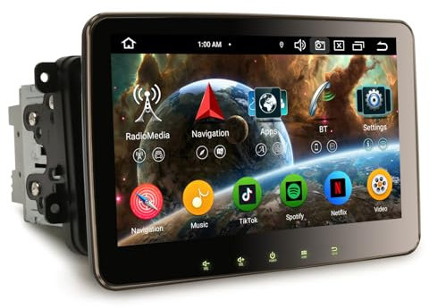 Erisin 10,1 Zoll 8 Kern 4GB+64GB Android 14 Autoradio Für VW Golf 5 Golf 6 Tiguan Touran Passat B6 Jetta T5 Caddy Skoda mit GPS Navigation CarPlay Android AUTO WiFi 4G Bluetooth 5.0 USB DSP DAB+ Radio