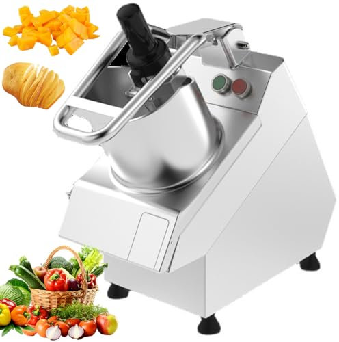 Tagliatrice Automatica per Frutta Verdura, Tagliapasta Commerciale, Affettatrice Elettrica per Patate, Frutta, Cipolla, 300 Giri/min, con 6 Diverse Teste di Taglio, Trituratore per Alimenti