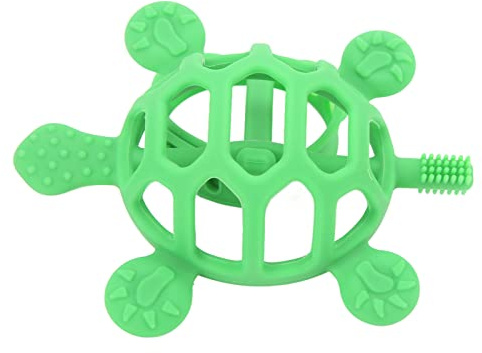 Baby-Kauspielzeug, Cartoon-Schildkröte, Baby-Beißring, Lebensmittelechtes Silikon, BPA-frei, Baby-Zahnen-Schnuller für Babys von 0–12 Monaten (GREEN)