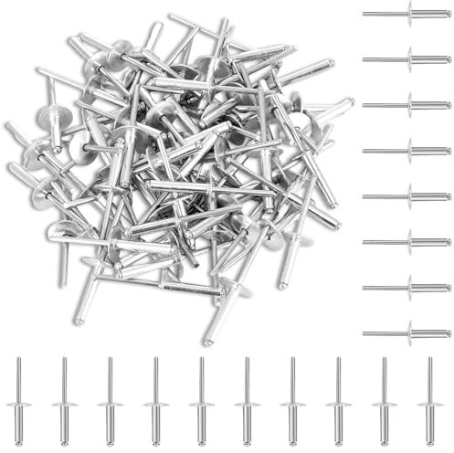 60 rivetti ciechi, in lega di alluminio con testa grande, 4,8 x 12 mm, set di rivetti, adatti per il collegamento di materiali leggeri