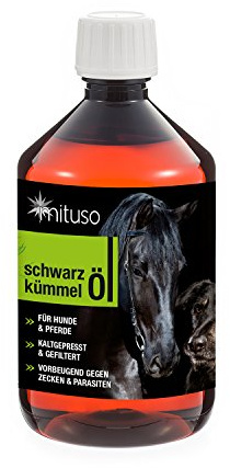 mituso Aceite de comino negro para animales, 3 x 500 ml, prensado en frío y 100% puro, rico en ácidos grasos insaturados, biotina, vitaminas y minerales, sin aditivos artificiales, ideal para el