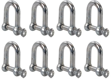 Kippen 1207CX - Set da 8 Pezzi di Grilli Dritti con forma a D in Acciaio Zincato. Misura: 10mm.