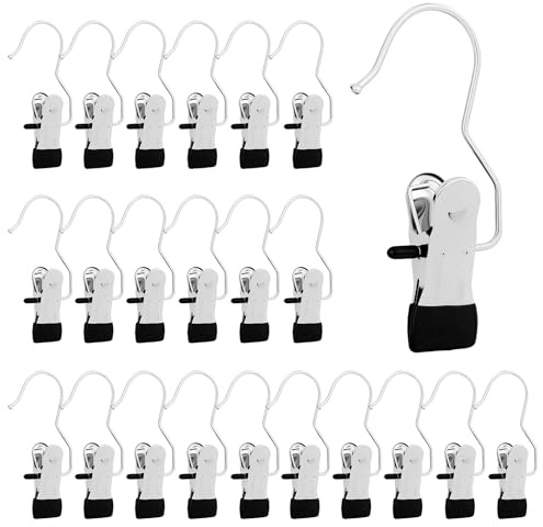 22Pz Mollette Da Bucato In Acciaio Inox,Gancio Antiscivolo,Clip Di Avvio Gancio Lavanderia 360°,Mollette Appendiabiti Per Pantaloni,Scarpe,Asciugamani,Colore Nero