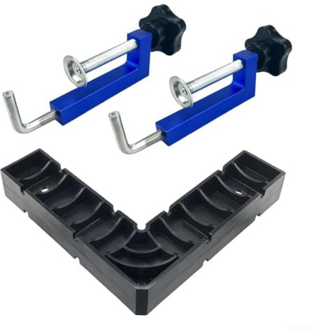 Floweringbeter Woodworking Locator Block with Clamping Device for Accurate 90 Degree Right Angle Positioning in Carpentry (Blue)