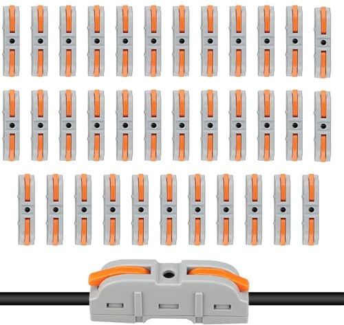 JoyEcho 35 Pièces Connecteur Electrique Orange Grisâtre Rapide Avec Levier,Domino Electrique Raccord Electrique Idéaux pour Le Câblage Résidentiel, Automobile et Industriell