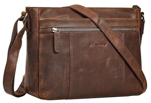 STILORD Bianca Mittelgroße Ledertasche Damen Handtasche Schwarz Mittelgroß Echtleder Damentasche Vintage Umhängetasche Leder Schultertasche Crossbody Bag mit Reißverschluss