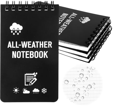 DONQTWAY Write in the Rain, 4 Stück Wasserdichtes Notizbuch, Pocket Notebook für Outdoor-Abenteuern, Regentag-Aufzeichnungen und Feldarbeit (Schwarz)