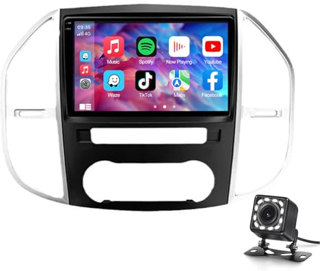 Autoradio Android 14 Doppio DIN 9 Touchscreen con lettore DVD GPS e navigatore satellitare per Vito 2014-2020, 4G WiFi, ricevitore multimediale MP5 con sistema audio DSP