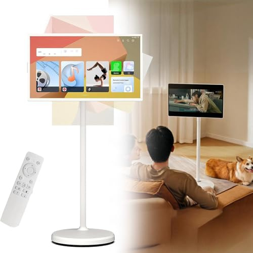 aromaoveite 27-Inch Touchscreen Smart Tv | Portable Monitor With Wheels And Remote Control, Smart Rotating Display, Supports Wireless Projection, Suitable For Home, Office, And Outdoor Use 8+128GB