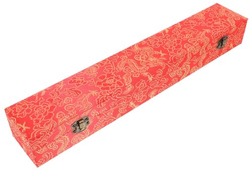 BELLIFFY Aufbewahrungsbox Geschenkbox Elegante Rote Klassische aus Dichteplatte und Gewebe Dekorative mit Einfacher Öffnung für Handfächer für Persönliche Sammlung und Hochzeiten