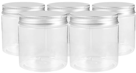 VALICLUD Tarro Mini de Boca Ancha 200ml de Aluminio y Plástico, 5 Piezas | Recipientes Rellenables y Reutilizables, para Especias y Aceites, Organización en Rv o Cocina