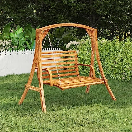 Generico Altalena in Legno Ricurvo con Finitura in Teak,Marrone,19.6kg,313934