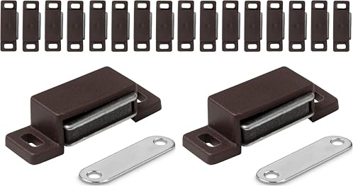 IPEA Cierres magnéticos para muebles, puertas, armarios, cajones – 10 unidades – marrón – Cierre magnético con imán para puertas y armarios – Bisagra magnética – Cierre magnético para cocina y hogar