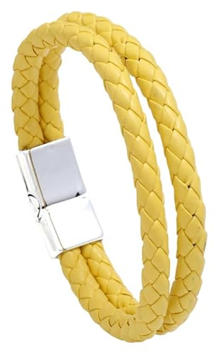 HUIANGLIYG Doppellagiges Geflochtenes Lederarmband Für Herren Mit Magnetverschluss, Unisex-Manschette, Minimalistisches Handgewebtes Seilarmband, Geschenk Für Vater, Freund Oder Ehemann