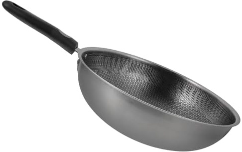 Housoutil Padella Antiaderente in Acciaio Inox con Struttura Nido d Ape Manico Ergonomico per Friggere Uova e Bistecche su Gas Elettrico e Induzione