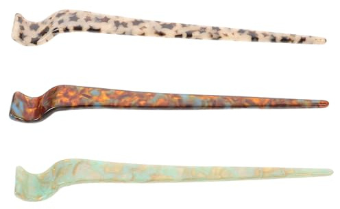 Bacchette Decorative per Chioma Cinesi 3pezzi in Acetato | Design Orientale Elegante, Stile Vintage Raffinato, per Uscite Quotidiane e Feste