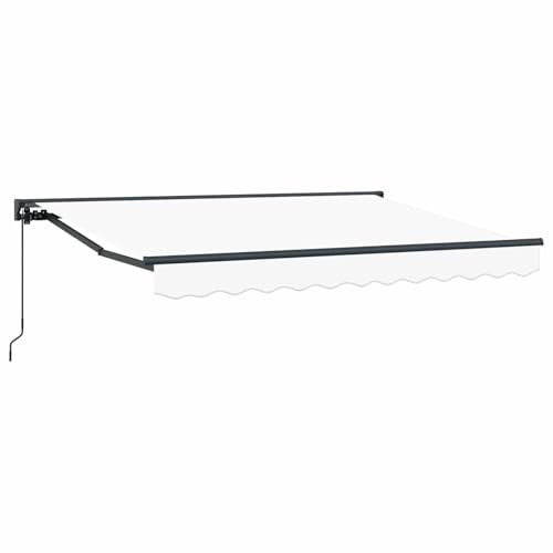 vidaXL Manuell einziehbare Markise Weiß 2,5 x 2 m, Garten und Terrasse, rechteckige, Moderne, ausziehbare Markise, Perfekter Sonnenschutz, platzsparend, Polyesterstoff