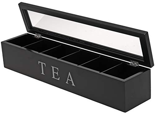 Teekiste - Teebox - Teedose - Farbe: schwarz - L/B/H 43x 9x 9cm