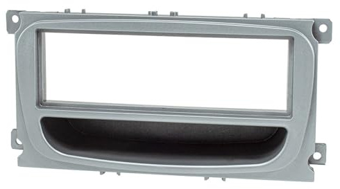 tomzz Audio 2415-048 Radioblende kompatibel mit Ford Focus 2 Mondeo S-Max C-Max Galaxy Kuga Silber mit Ablagefach
