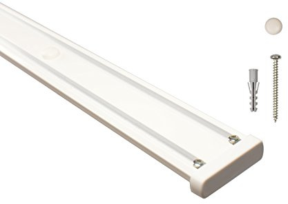 iso-design Gardinenschienen 2 läufig aus Aluminium in weiß - vorgebohrt, Deckenschiene, Vorhangschiene, 180 cm
