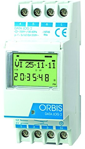 Data Log 12 V CA/CC.Interruptor HORARIO Digital 1 CIRC.CONMUT.Dia/SEM. 50 MEMO.Cambio Ver./Invierno