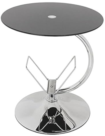 King mahara Dekorativer Beistelltisch aus schwarzem Glas, Beistelltisch, Couchtisch, rund, 45 cm x 45 cm, für Wohnzimmer, Lounges, Arbeitszimmer usw., 45 cm x 45 cm x 52 cm