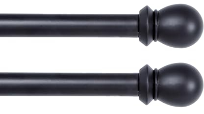 Kenney Double Bracket Window Curtain Rod Set, Black, 28 to 48-inch