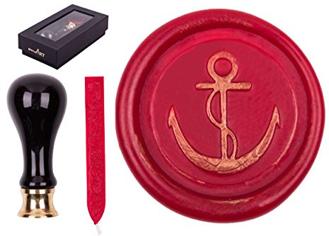 Siegel Set Rimini, Siegelstempel Symbol Anker, incl. 1 Stange Siegelwachs