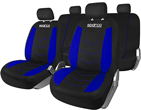 Sparco SPS431BL - Juego de Fundas de Asiento (9 Piezas), Color Negro y Azul