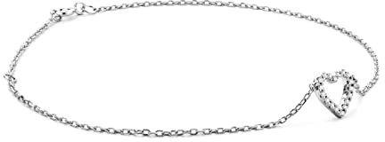 MIORE Armband Damen Herz Armreif Kette Armband Gelbgold/Weißgold 9 Karat 375 Gold mit Diamant Brillianten 0.06 ct 19 cm