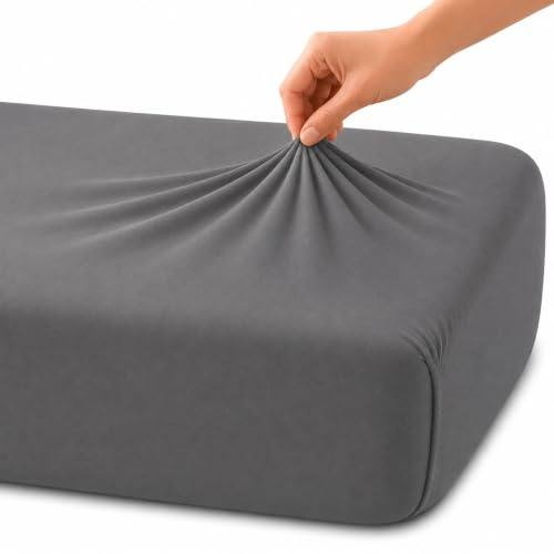 Family Bedding Stretch Jersey Fitted Sheet 30cm Deep Pocket, Double, Grey | 30cm Depth, Fully Elasticated, Fits 135x190cm to 140x200cm Mattresses