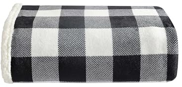 Eddie Bauer - Blanket, Super Soft Reversible Sherpa & Brushed Fleece Bedding, Throw Blankets for Couch, Ideal for Lounging (Cabin Plaid Black)