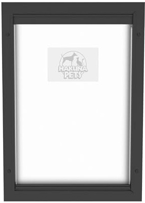 Hakuna Pets Deluxe Haustier-, Katzen- und Hundetür aus Aluminium mit 2-Wege-Verriegelung für Bildschirme, Türen und Wände bis zu 7,1 cm Dicke, mittelgroß, schwarz