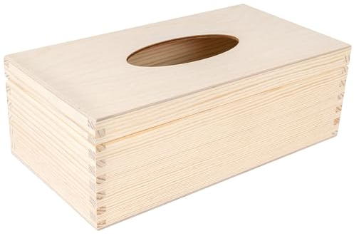 Creative Deco Kosmetiktücherbox Holz Taschentuchbox | 25,5 x 13,5 x 9 cm | Kosmetiktücher-Box Taschentuch-Box für Taschentücher | Tücherbox Kosmetiktuch-Spender für Decoupage