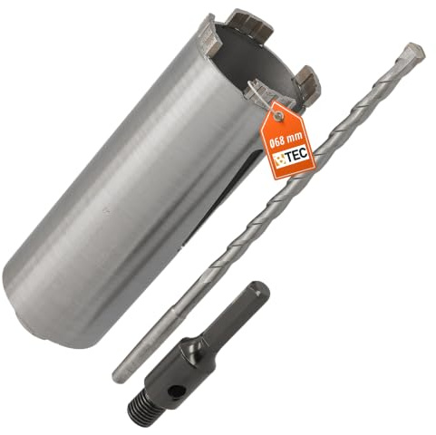 Diamant Bohrkrone Sechskant-Aufnahme und Zentrierbohrer Nutzlänge 180 mm Ø 68 mm Betonbohrkrone Kernbohrer