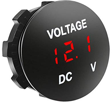 Aofan Digitales LED Voltmeter DC 12V 24V für Auto Motorrad LKW (Rot) – Spritzwassergeschützt, 3-stellige Anzeige