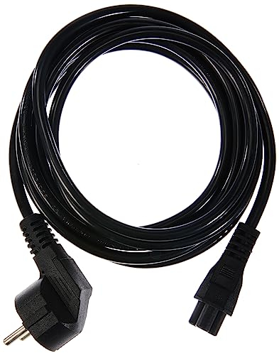 PremiumCord Topolino 230 V 3 m, Cavo di Alimentazione con Contatto di Messa a Terra Angolato su Presa C5, IEC 320, Cavo di Alimentazione PC a 3 Pin, Colore Nero