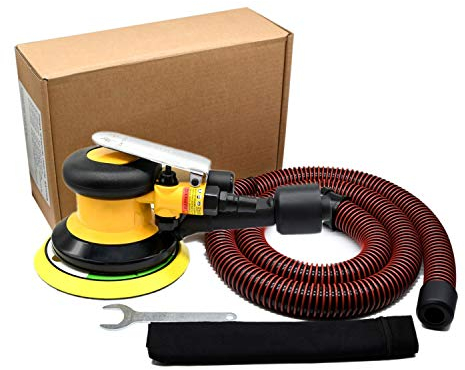 Staubfrei Exzenterschleifer Druckluft 125mm, Industrielle Multischleifmaschine mit Staubsammler, professionelle Polierer Set