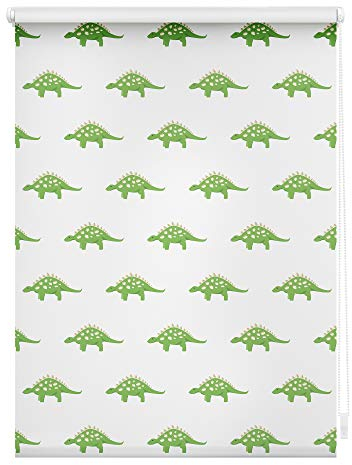 Lichtblick Klemmfix Tageslicht-Rollo mit Motiv, ohne Bohren, Blickdicht, Seitenzugrollo, Made in Germany, Dinos - Grün 80 x 150 cm (B x L)