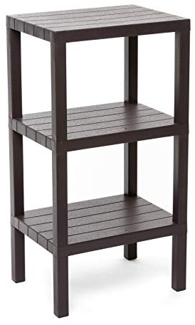 TATAY Scaffale Bagno a 3 Ripiani | Resistente all’Umidità | Inclusi Viti e Compatibile con Sistema Quick Fix | Per Interni ed Esterni | Portata fino a 30 kg – Modello Lombok – Marrone