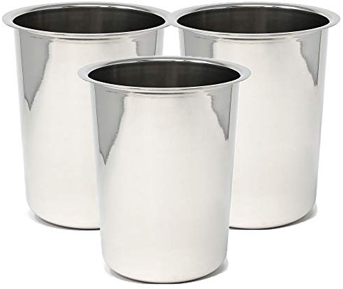 Winco 3-Pack 1.25-Quart Silver Stainless Steel Bain Marie Cooking Pots, Mirror Finish, No Lid