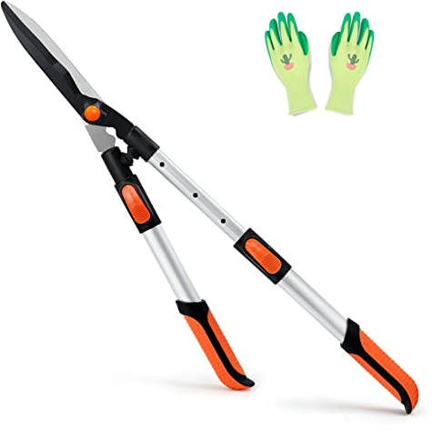 Colwelt Telescopic Hedge Shears 62cm to 80cm, Extendable Garden Hedge Clippers for Trimming Borders, Boxwood, and Bushes, Lightweight Garden Shears with Aluminum Handle, Carbon Steel Sharp Blades