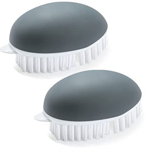 2 cepillos vegetales, cepillo de patata para vegetales, cepillo vegetal con cerdas flexibles y duras, cepillo para verduras, para alimentos, seda de maíz y zanahorias, con removedor de puntos