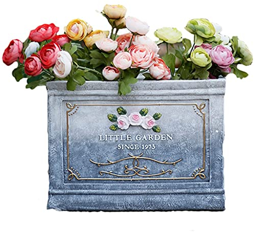 Garten Statuen Rechteckiger Blumentopf Im Europäischen Stil, Kreative Persönlichkeit Gartendekoration, Hofbalkon Ornamente, Gartenstatue Im Freien (Color : Blue, Size : 40 * 23 * 30cm)