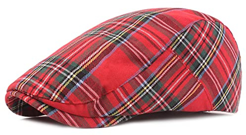 DORRISO Elegant Herren Flache Kappe Schirmmützen Leicht Komfortabel Herren Karostreifen Schiebermütze Driving Cabbie Fahrhut Newsboy Cap Reise Freizeit Urlaub Flat Cap