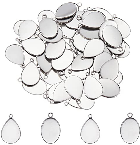 UNICRAFTALE Über 60 Stück 2 Formen Anhänger Tabletts Teardrop Und Ovale Formen Blank Lünette Tabletts Basis Cabochons Einstellungen Für DIY Ohrringe Halskette Schmuck