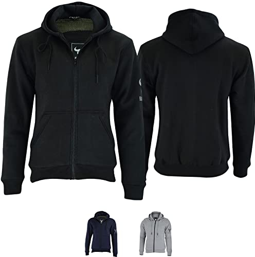 BULLDT Herren Motorrad Hoodie mit 4 CE-Protektoren 100% Aramid-Futter Schutz Kapuzenpullover - Motorradhoodie als Sommer Motorradjacke & 360° Schutzjacke - 2 Zipper-Taschen Bikerjacke Schwarz - 54