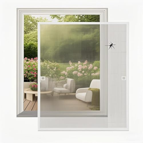 Randaco Fliegengitter Fenster mit Alu-Rahmen Insektenschutz Fliegenschutz Insektenschutzrahmen Spannrahmen mückengitter gitter ohne Bohren 100x120cm