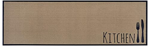 Zala Living Cook & Clean Läufer – rutschfest Teppichläufer Flachgewebe Kurzflor Teppich Küchenteppich Waschbar Küchenläufer Kitchen für Flur, Küche, Wohnzimmer – Braun, 50x150cm